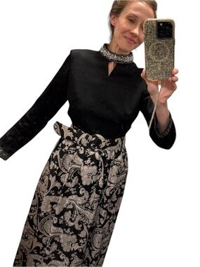 Vintage 1960s maxi dress S 70s lurex party hostess 60s 1970s mod belt groovy